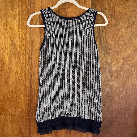 LUCKY BRAND Knitted Sleeveless Top in Navy Blue & White Sz M - Picture 3 of 5